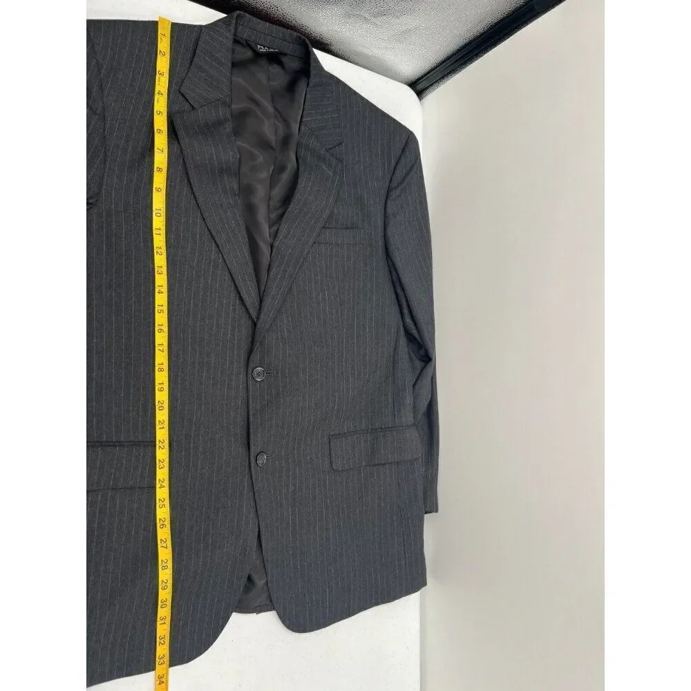 Jos A Bank Men 44L Dark Gray Stripe Wool‎ Blend Blazer Sports Coat Suit Jacket